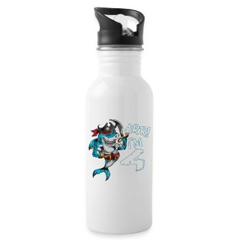 Geburtstag vierjährige Hai Piratenkostüm ARR I'm 4 - Trinkflasche mit integriertem Trinkhalm - Weiß - Rechts