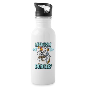Leckerli Dealer Hundebesitzer - Trinkflasche mit integriertem Trinkhalm - Weiß - Rechts