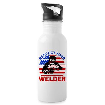 Soudeur SOUDEUR USA Cadeau patriotique - Gourde avec paille intégrée - blanc - Droite