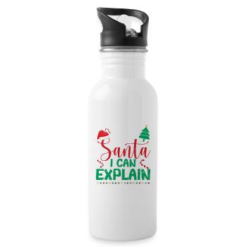 Lieber Weihnachtsmann ich kann erklären, lustige - Trinkflasche mit integriertem Trinkhalm - Weiß - Rechts