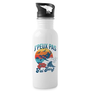 J'Peux Pas J'ai Surf Idée Cadeau Surfeur Vintage - Gourde avec paille intégrée - blanc - Droite