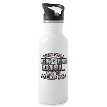 Yes, I Am A Gamer Girl - Water bottle with straw - white - Right