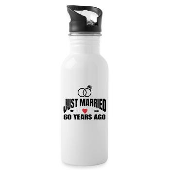 Just Married 60 Years Ago 60th Wedding Anniversary - Trinkflasche mit integriertem Trinkhalm - Weiß - Rechts
