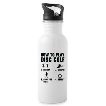 How To Play Disc Golf Funny Frisbee Golf Player - Water bottle with straw - white - Right
