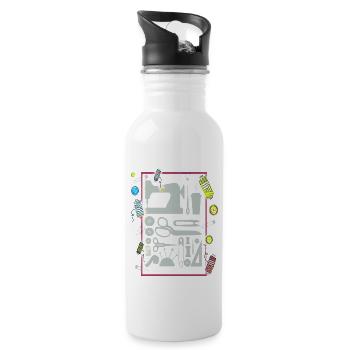 Tailors like to sew with the sewing machine - Water bottle with straw - white - Right
