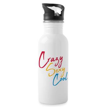 crazy sexy cool Design - Trinkflasche mit integriertem Trinkhalm - Weiß - Rechts