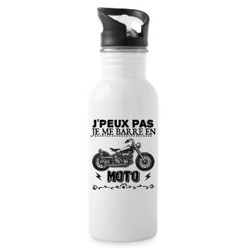 j'peux pas j'me barre en moto cadeau anniversaire - Gourde avec paille intégrée - blanc - Droite