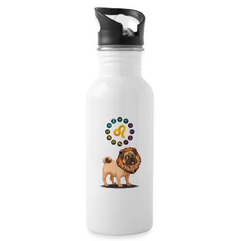 Funny Dog Lover Horoscope Leo Zodiac Sign Pet Cool - Water bottle with straw - white - Right