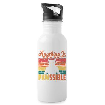 Cat Owner Lifestyle Vintage Cataholic Animal - Water bottle with straw - white - Right