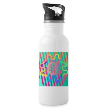 Moderne Kunst Grafik-Design 4 formen Linien Farben - Trinkflasche mit integriertem Trinkhalm - Weiß - Rechts