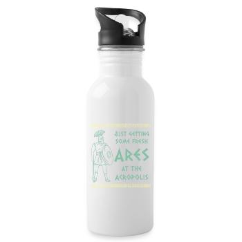 Antike Griechische Mythologie und Grichiescher - Trinkflasche mit integriertem Trinkhalm - Weiß - Rechts
