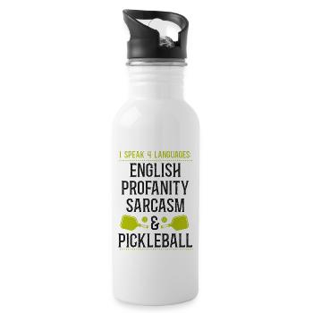 Pickleball I Speak 4 Languages - Water bottle with straw - white - Right
