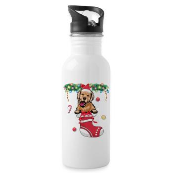 Drôle de Noël - Mignon chien Golden Retriever à Christma - Gourde avec paille intégrée - blanc - Droite