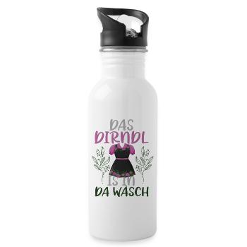 My dirndl is in da wäsch - Trinkflasche mit integriertem Trinkhalm - Weiß - Rechts