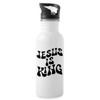 Jesus ist K�nig Christian Glaube inspirierende Jes - Trinkflasche mit integriertem Trinkhalm - Weiß - Rechts