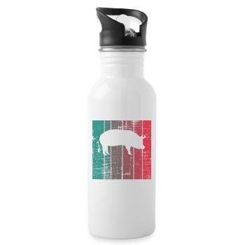Pig Animal Retro Pet Farm Gift idea - Water bottle with straw - white - Right