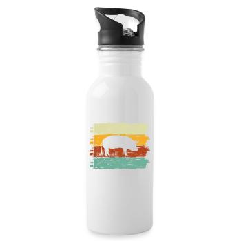 Pig Animal Retro Pet Farm Idée cadeau - Gourde avec paille intégrée - blanc - Droite