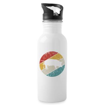 Pig Animal Retro Pet Farm Gift idea - Water bottle with straw - white - Right