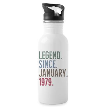 Legende seit Januar 1979 - Trinkflasche mit integriertem Trinkhalm - Weiß - Rechts