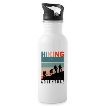 Hiking Team Retro Vintage Tees - Water bottle with straw - white - Right