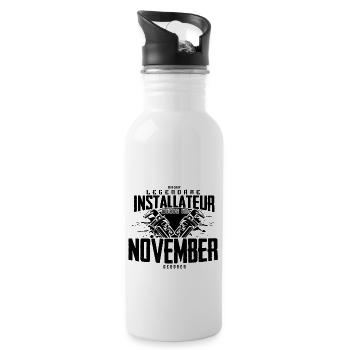 Installateur Geburtsmonat November Geburtstag - Trinkflasche mit integriertem Trinkhalm - Weiß - Rechts
