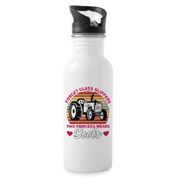 Bauernhof Traktor Landwirt Geschenk - Trinkflasche mit integriertem Trinkhalm - Weiß - Rechts