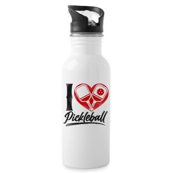 Pickleball Coeur J’aime Pickleball - Gourde avec paille intégrée - blanc - Droite
