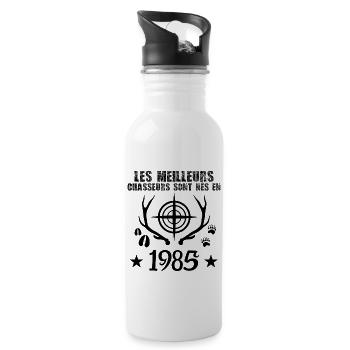 Chasseur | Anniversaire chasseur 1985 cadeau 1985 - Gourde avec paille intégrée - blanc - Droite
