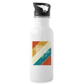 Olive food oil Retro Vegetarian Gift idea - Trinkflasche mit integriertem Trinkhalm - Weiß - Rechts