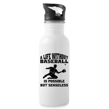 Baseball Baseballspiel Baseballliebhaber Geschenk - Trinkflasche mit integriertem Trinkhalm - Weiß - Rechts