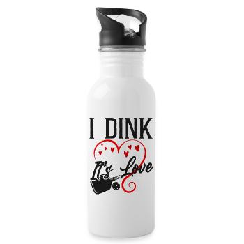Pickleball Pun Heart Valentines - Water bottle with straw - white - Right