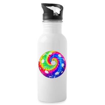 Pickleball Tie Dye Retro 80s 90s - Water bottle with straw - white - Right