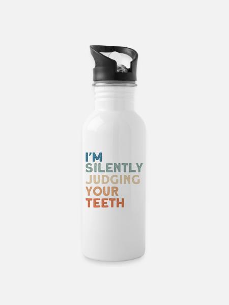 Zahnarzt Dental Geschenk Medizinstudent Zahnarzt - Trinkflasche mit integriertem Trinkhalm - Weiß
