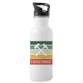 Erzgebirge Bergbau - Trinkflasche mit integriertem Trinkhalm - Weiß - Rechts