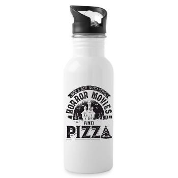 Juste un garçon qui aime les films d’horreur et la pizza - Gourde avec paille intégrée - blanc - Droite