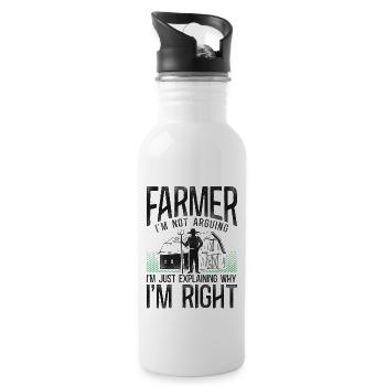 Farming Farmer Tractor Vintage - Trinkflasche mit integriertem Trinkhalm - Weiß - Rechts