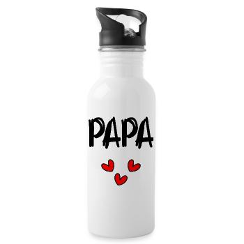 Papa. VATERTAG. HAPPY DADDY'S DAY. ALLES GUTE ZUM GEBURTSTAG! - Trinkflasche mit integriertem Trinkhalm - Weiß - Rechts