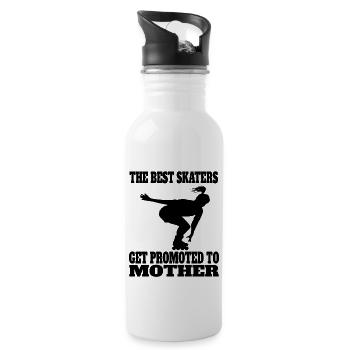 Rollschuh Mutter Skaterin Geschenk Inline skaten - Trinkflasche mit integriertem Trinkhalm - Weiß - Rechts