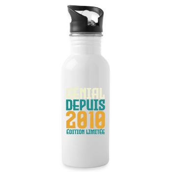 Génial depuis 2010 - Gourde avec paille intégrée - blanc - Droite