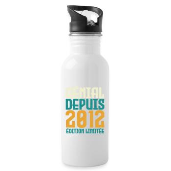 Génial depuis 2012 - Gourde avec paille intégrée - blanc - Droite