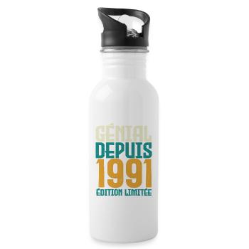 Génial depuis 1991 - Gourde avec paille intégrée - blanc - Droite