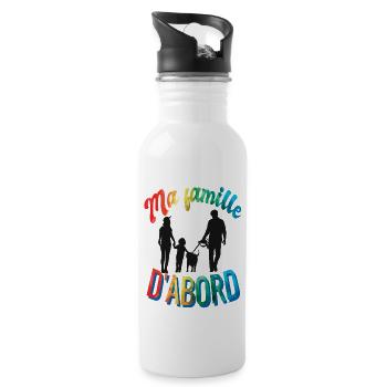 Ma famille d'abord - Gourde avec paille intégrée - blanc - Droite