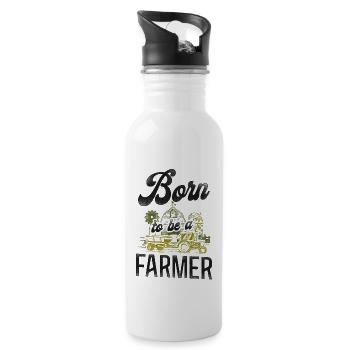 Farming Farmer Tractor Vintage - Trinkflasche mit integriertem Trinkhalm - Weiß - Rechts