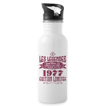 Les légendes sont nées en novembre 1977 - Gourde avec paille intégrée - blanc - Droite