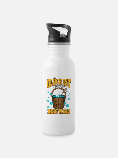 Sauna - Trinkflasche mit integriertem Trinkhalm - Weiß