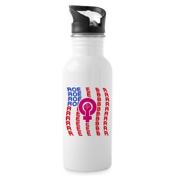 November Roevember American Flag - Water bottle with straw - white - Right