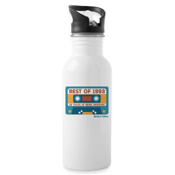 1993 Vintage Vintage Retro Geburtstagsgeschenk - Trinkflasche mit integriertem Trinkhalm - Weiß - Rechts
