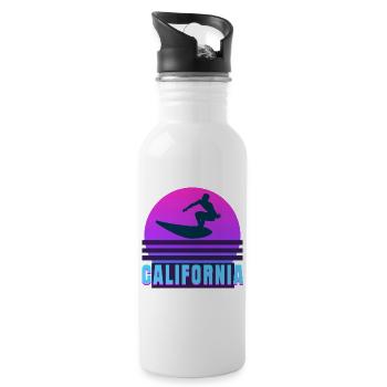 Californie, California, surf - Gourde avec paille intégrée - blanc - Droite