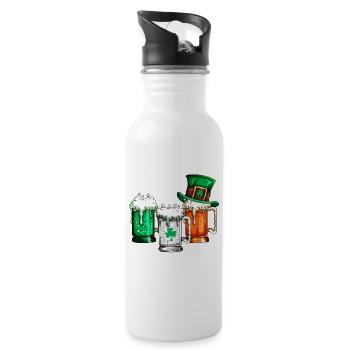 Irland St Patricks Day Bierliebhaber Biertrinker - Trinkflasche mit integriertem Trinkhalm - Weiß - Rechts