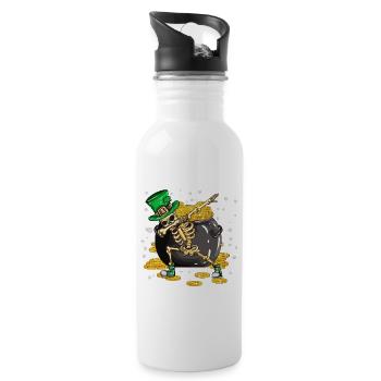 Witziges Goldtopf Feiertag St Patricks Day Dabbing - Trinkflasche mit integriertem Trinkhalm - Weiß - Rechts
